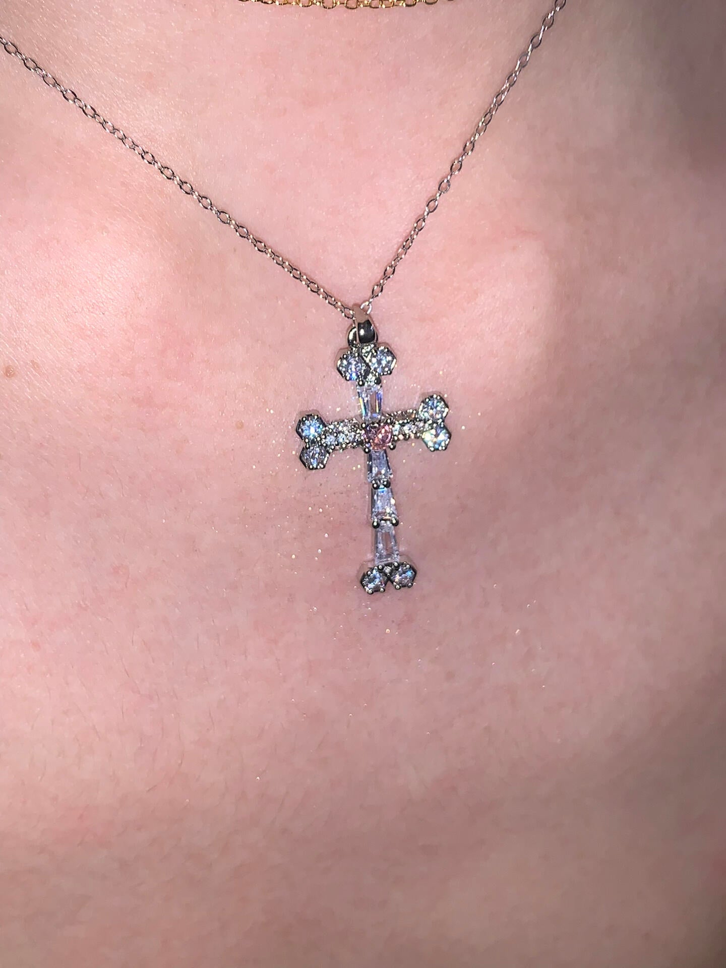 Sweetbones Dainty Heart Cross Necklace for Women