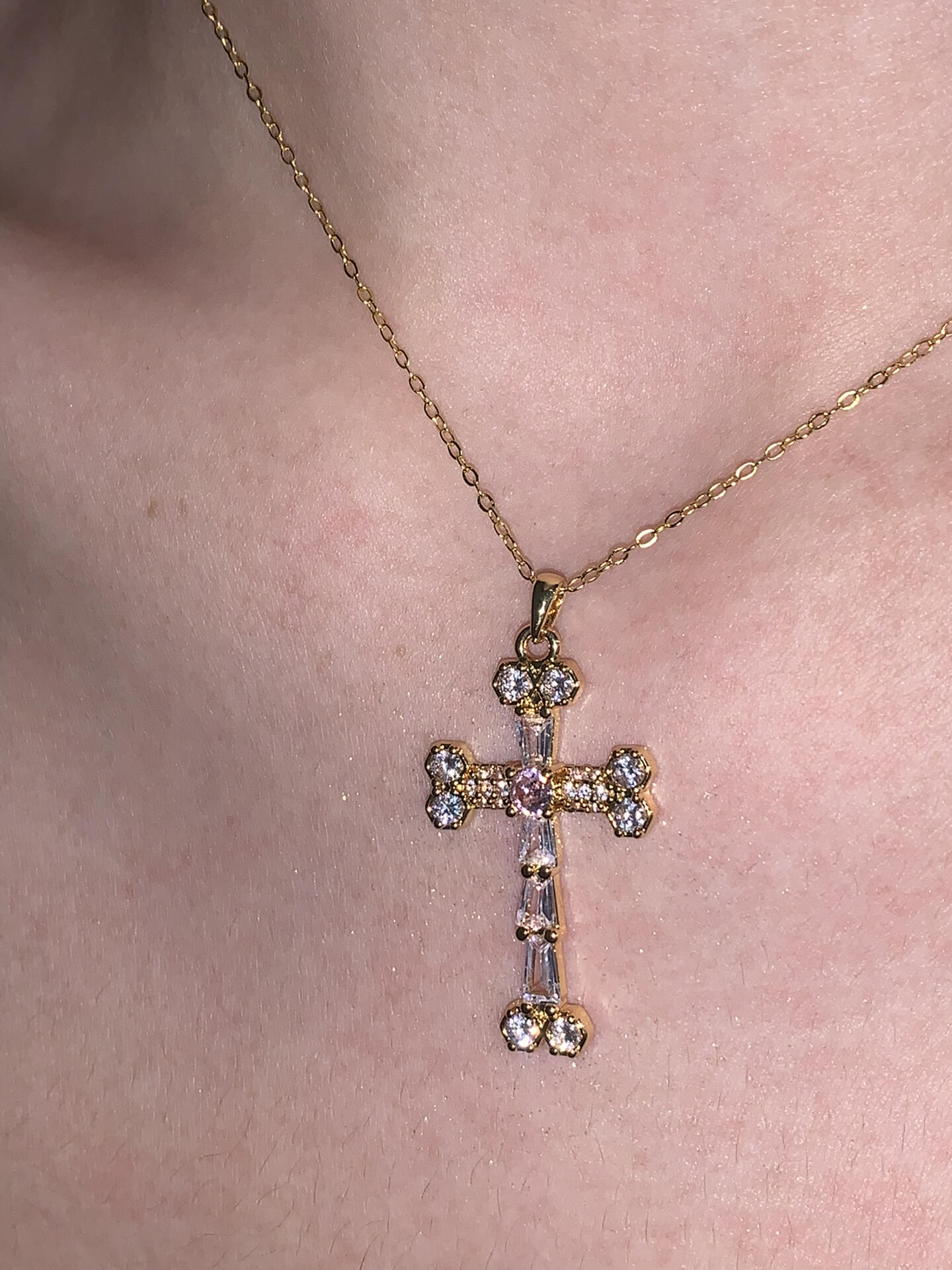 Sweetbones Dainty Heart Cross Necklace for Women
